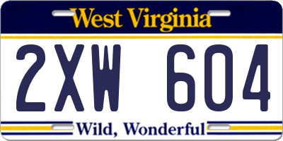 WV license plate 2XW604