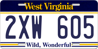 WV license plate 2XW605