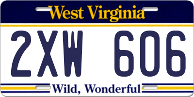 WV license plate 2XW606