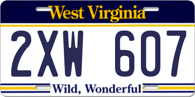 WV license plate 2XW607