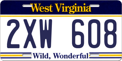 WV license plate 2XW608