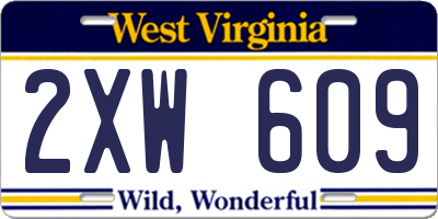 WV license plate 2XW609