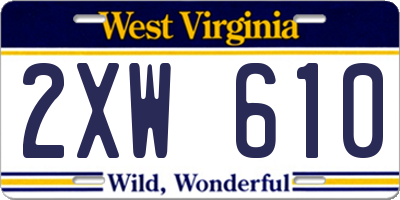 WV license plate 2XW610