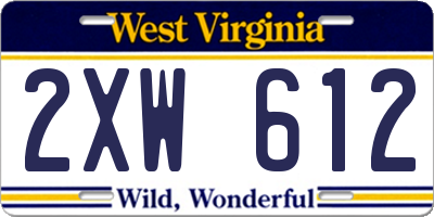 WV license plate 2XW612