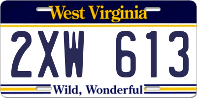 WV license plate 2XW613