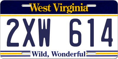 WV license plate 2XW614