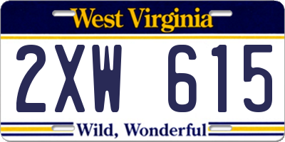 WV license plate 2XW615