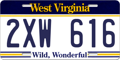 WV license plate 2XW616