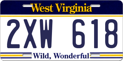 WV license plate 2XW618