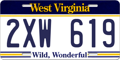 WV license plate 2XW619