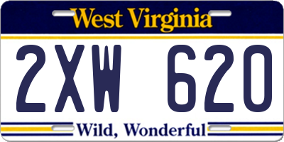 WV license plate 2XW620
