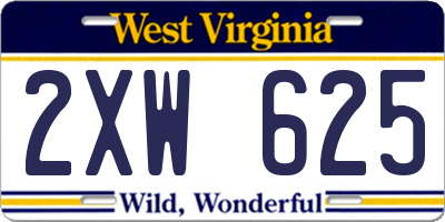 WV license plate 2XW625