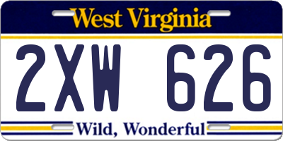 WV license plate 2XW626
