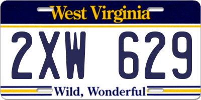 WV license plate 2XW629