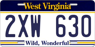 WV license plate 2XW630