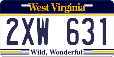 WV license plate 2XW631