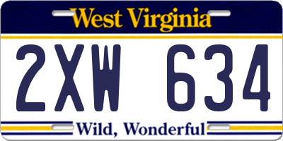 WV license plate 2XW634