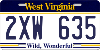 WV license plate 2XW635