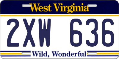 WV license plate 2XW636