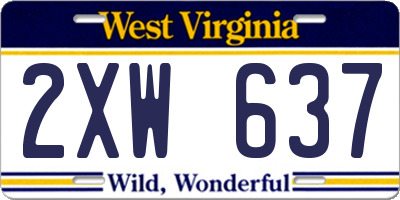 WV license plate 2XW637