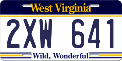 WV license plate 2XW641