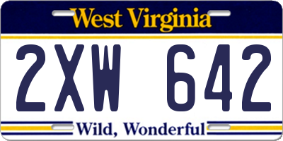 WV license plate 2XW642