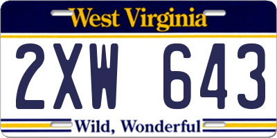 WV license plate 2XW643