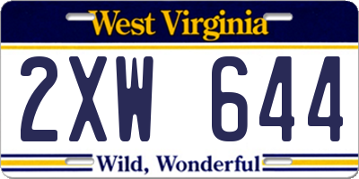 WV license plate 2XW644