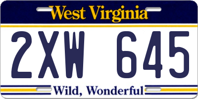 WV license plate 2XW645