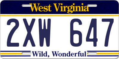 WV license plate 2XW647