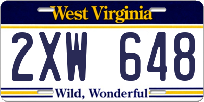WV license plate 2XW648