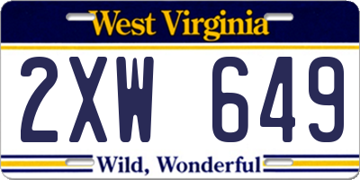 WV license plate 2XW649
