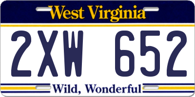 WV license plate 2XW652