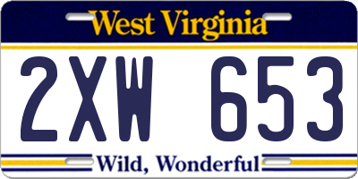 WV license plate 2XW653