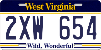 WV license plate 2XW654