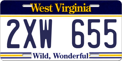 WV license plate 2XW655