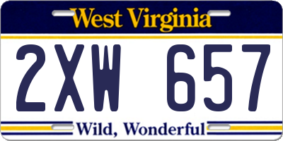 WV license plate 2XW657