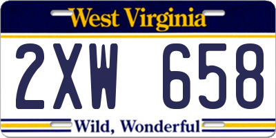 WV license plate 2XW658
