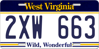 WV license plate 2XW663