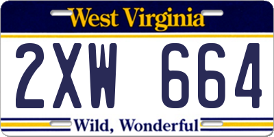 WV license plate 2XW664