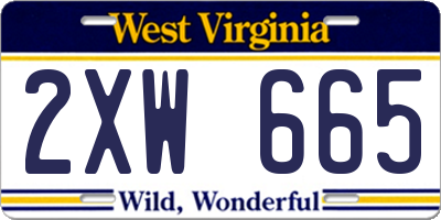 WV license plate 2XW665