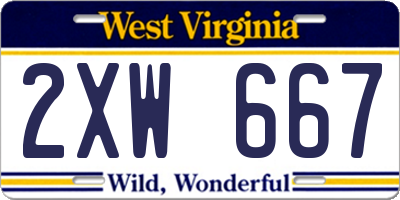 WV license plate 2XW667