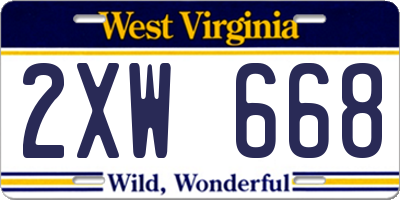 WV license plate 2XW668