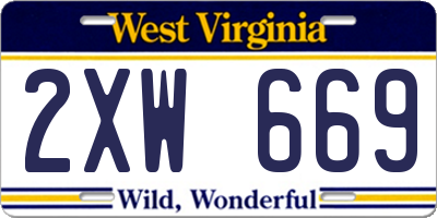WV license plate 2XW669
