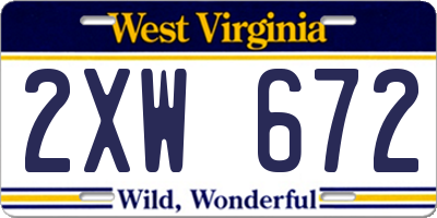 WV license plate 2XW672