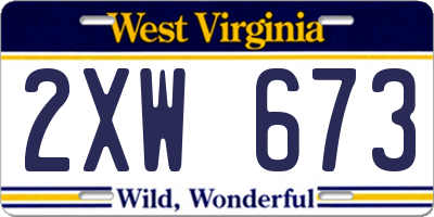 WV license plate 2XW673