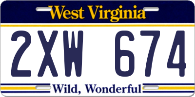 WV license plate 2XW674
