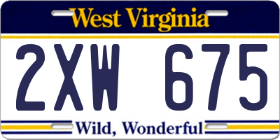 WV license plate 2XW675