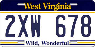WV license plate 2XW678