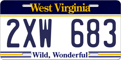 WV license plate 2XW683
